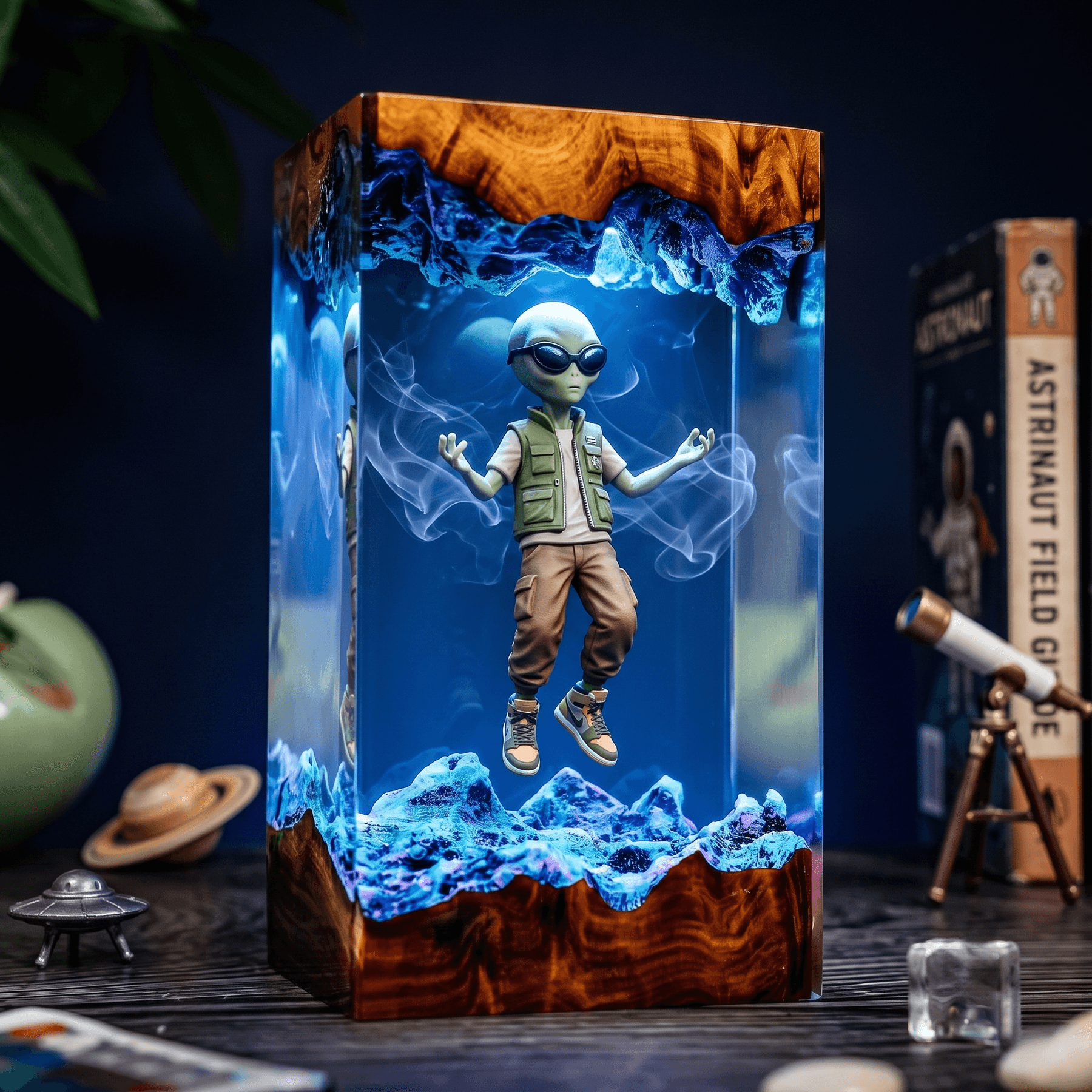 Đèn Resin 3D Người Ngoài Hành Tinh – Nghệ Thuật UFO & Không Gian - Hình 1